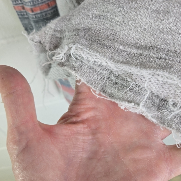 Free People Aztec Southwestern Mixed Fabric Sweatshirt Distressed - Picture 5 of 11